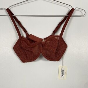 NWT Bare Necessities Bra Womens 30C Rust Bare Push Up Unlined Lace Underwire
